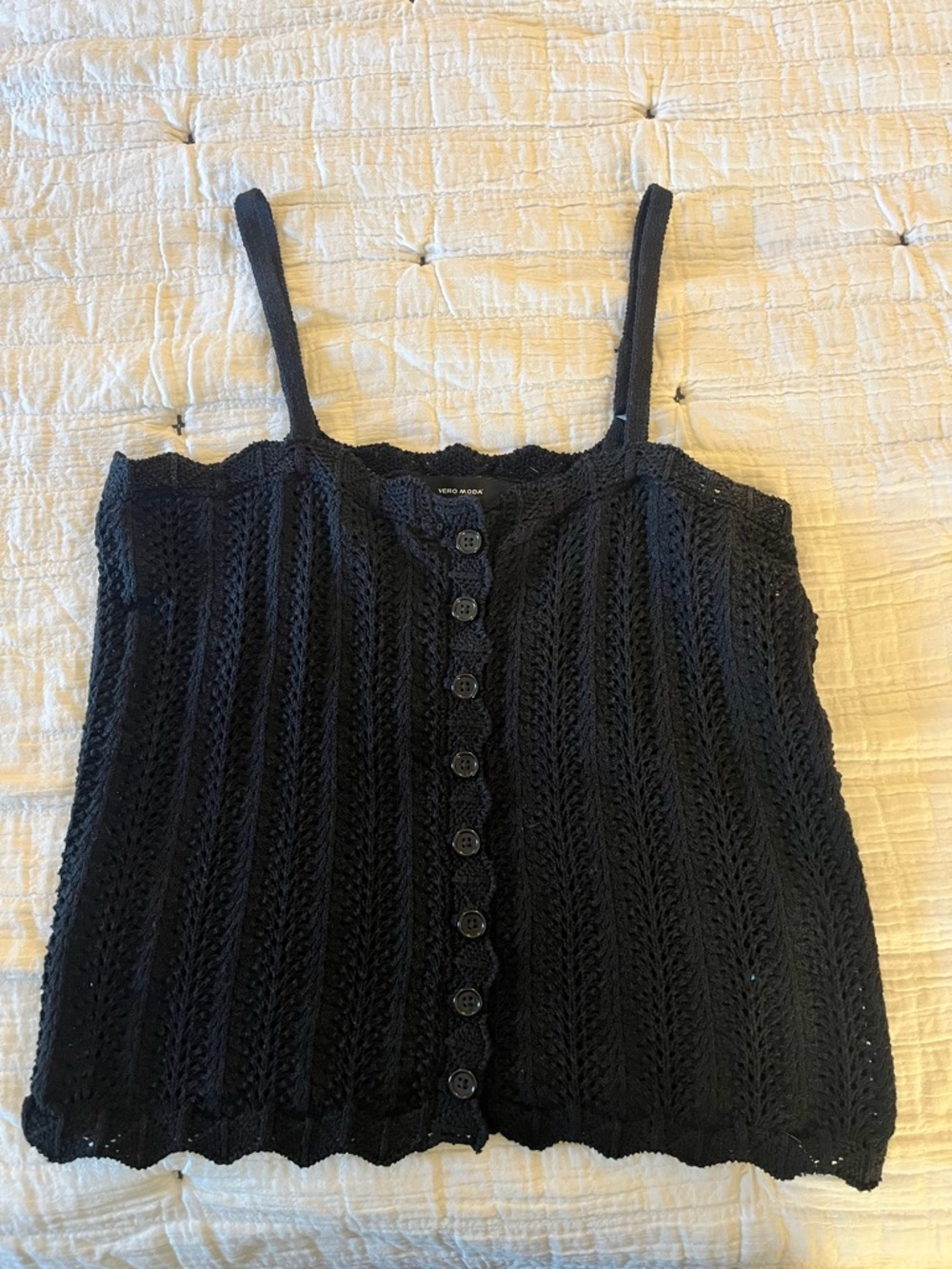 Women’s Vero Moda Black Crochet Button-Front Cami Top
